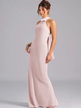 Azazie Pale Blush Halter Maxi Dress